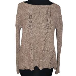 American Eagle Womens Medium Beige Knit Textured Sweater Blouse EUC